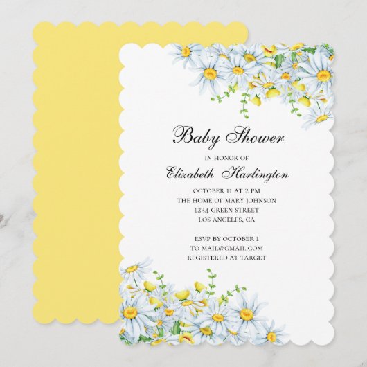 Kamillebloemen. Country floral baby shower Kaart (Voorkant / Achterkant)