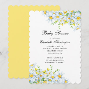 Kamillebloemen. Country floral baby shower Kaart