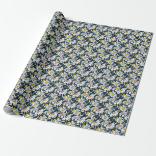 Kamillebloemen: donkerblauwe Waterverf. Cadeaupapier