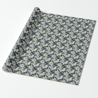 Kamillebloemen: donkerblauwe Waterverf. Cadeaupapier