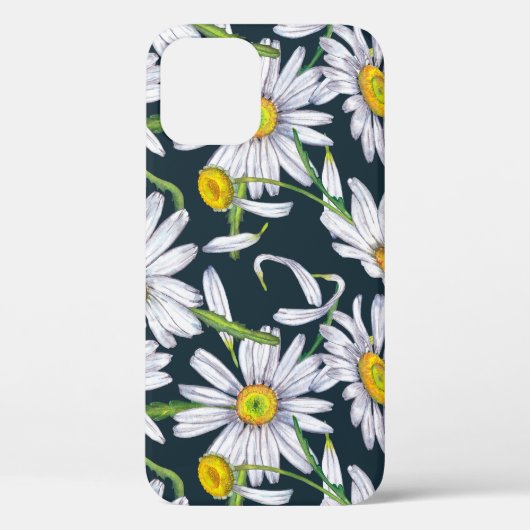 Kamillebloemen: donkerblauwe Waterverf. Case-Mate iPhone Case (Achterkant)