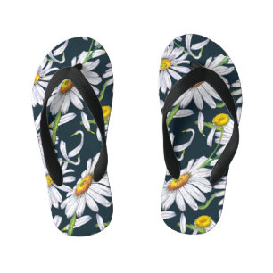 Kamillebloemen: donkerblauwe Waterverf. Kinder Teenslippers