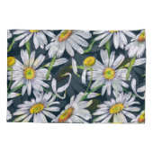 Kamillebloemen: donkerblauwe Waterverf. Kussensloop (Achterkant)