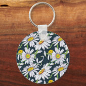 Kamillebloemen: donkerblauwe Waterverf. Sleutelhanger (Voorkant)