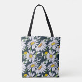 Kamillebloemen: donkerblauwe Waterverf. Tote Bag (Achterkant)
