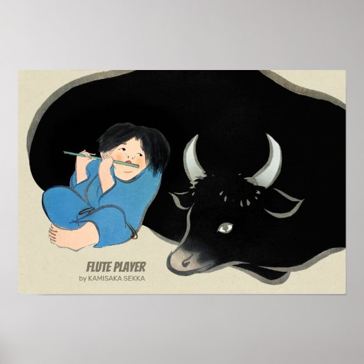 Kamisaka Sekka Fluitspeler Oxherd Japan CC0475 Poster (Voorkant)