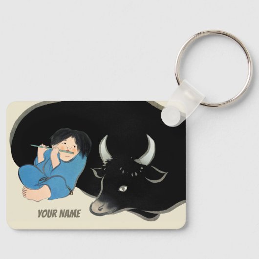 Kamisaka Sekka Fluitspeler Oxherd Japan CC1275 Sleutelhanger (Voorkant)