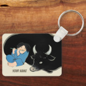 Kamisaka Sekka Fluitspeler Oxherd Japan CC1275 Sleutelhanger (Voorkant)