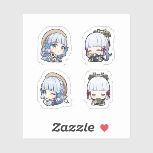 Kamisato Ayaka Genshin Impact 4 stuks stickerblad Sticker (Vel)