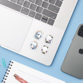 Kamisato Ayaka Genshin Impact 4 stuks stickerblad Sticker (Laptop met iPhone)