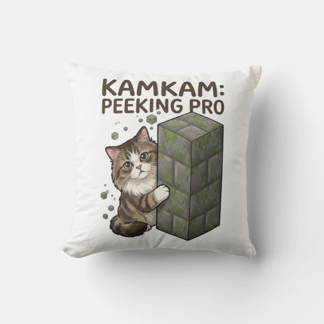 KAMKAM Piepende Pro Grappige Pixel Blok Kat Kunst Kussen (Voorkant)