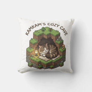 KAMKAM's Gezellige Grot Slaande Voxel Kat Kunst Kussen