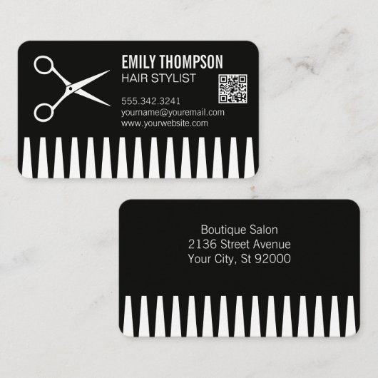 kammen | kapper | QR-code Visitekaartje (Voorkant / Achterkant)