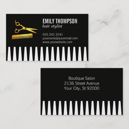 kammen | kapper | salon | kapper visitekaartje (Voorkant / Achterkant)