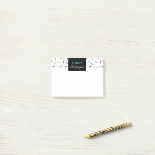 Kammen & Schaar - Zwart & Turquoise - Naam toevoeg Post-it® Notes (Op bureau)