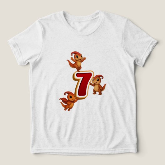 Kammli Dino Verjaardagsshirt – 7 jaar Tri-Blend Shirt (Design voorkant)