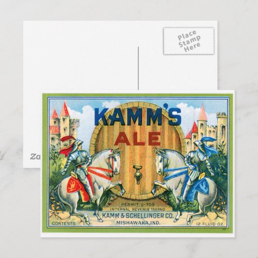 Kamm's Ale Beer  Drink en kunst Briefkaart (Voorkant / Achterkant)