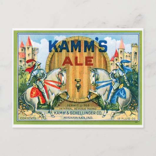 Kamm's Ale Beer  Drink en kunst Briefkaart (Voorkant)