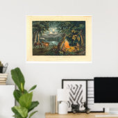 Kamp 1866 van de Trapper (1779A) Poster (Thuiskantoor)