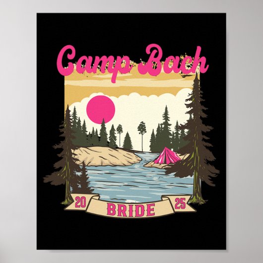 Kamp Bach Bruid Bruidsmeisje Retro Camping Vrijgez Poster (Voorkant)