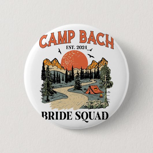 Kamp Bach Bruid Squad Wandelen Camping Bachelorett Ronde Button 5,7 Cm (Voorkant)