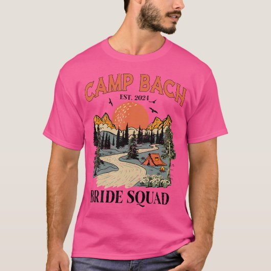 Kamp Bach Bruid Squad Wandelen Camping Bachelorett T-shirt (Voorkant)
