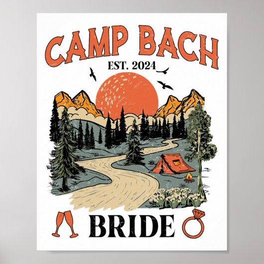 Kamp Bach Bruid Wandelen Camping Bachelorette Part Poster (Voorkant)