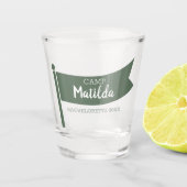 Kamp Bachelorette Berg Groene Vlag Camping Shot Glas (Voorkant)