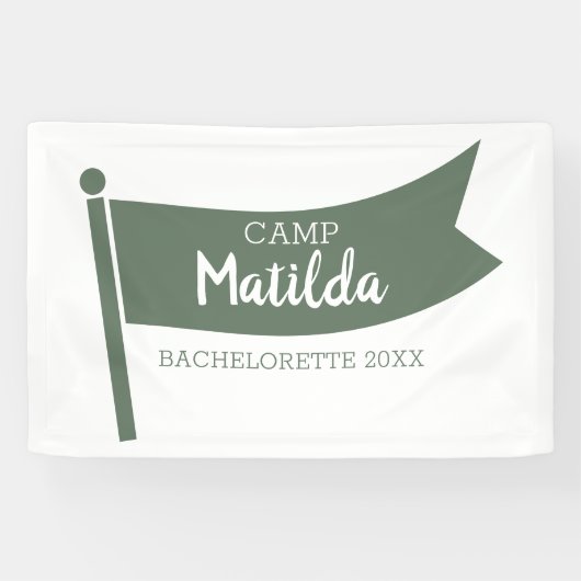 Kamp Bachelorette Berg Groene Vlag Camping Spandoek (Horizontaal)