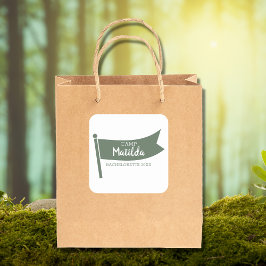 Kamp Bachelorette Berg Groene Vlag Camping Vierkante Sticker