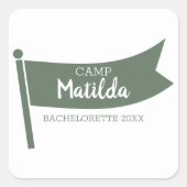 Kamp Bachelorette Berg Groene Vlag Camping Vierkante Sticker (Voorkant)