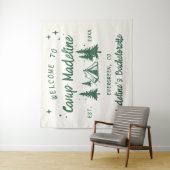 Kamp Bachelorette Camping Achtergrond Hand geteken Wandkleed (In situ)