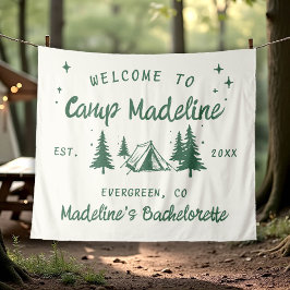Kamp Bachelorette Camping Achtergrond Hand geteken Wandkleed