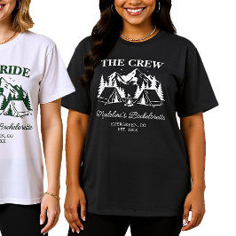 Kamp Bachelorette Camping Forest Modern Cabin Crew T-shirt