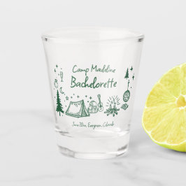 Kamp Bachelorette Camping Hand getekend Schrijven Shot Glas