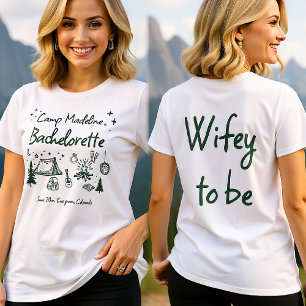 Kamp Bachelorette Camping Hand getekend Schrijven  T-shirt