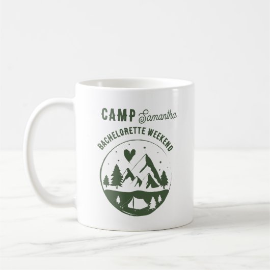 Kamp Bachelorette Feest Camping Bach Koffiemok (Links)