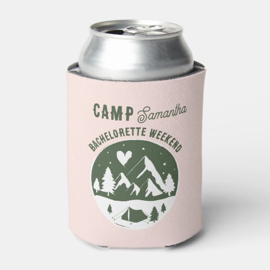 Kamp Bachelorette Feest Camping Bach Weekend Roze Blikjeskoeler (Blikje Voorkant)