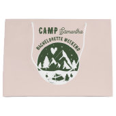 Kamp Bachelorette-feest Camping Bach-weekend Roze Groot Cadeauzakje (Voorkant)
