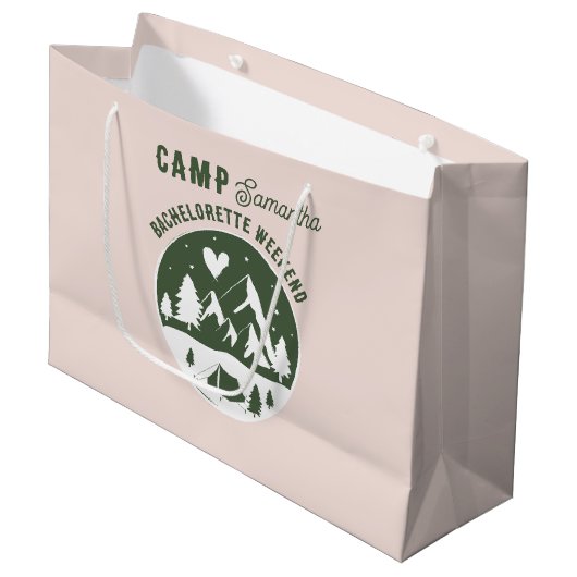 Kamp Bachelorette-feest Camping Bach-weekend Roze Groot Cadeauzakje (Voorkant Gekanteld)