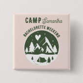 Kamp Bachelorette Feest Camping Bach Weekend Roze Vierkante Button 5,1 Cm (Voorkant)