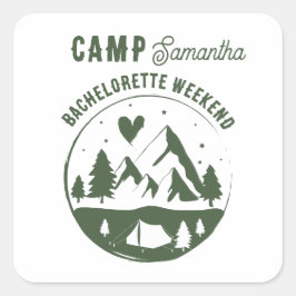 Kamp Bachelorette-feest Camping Bach-weekend Vierkante Sticker