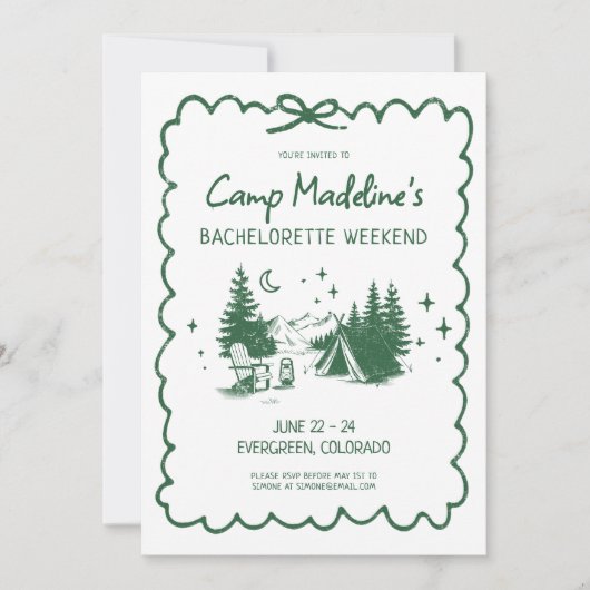 Kamp Bachelorette Green Bow Camping Route Kaart (Voorkant)