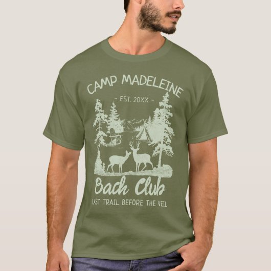 Kamp Bachelorette Green Moss Laatste Trail Camping T-shirt (Voorkant)