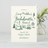 Kamp Bachelorette Green Stripes Camping Route Kaart (Staand voorkant)