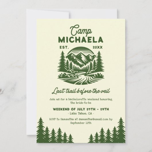 Kamp Bachelorette Laatste Weekenduitstapje Avontuu Kaart (Voorkant)