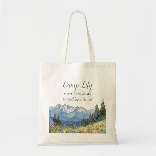 Kamp Bachelorette Mountain Hiking Weekendfeest Tote Bag (Voorkant)