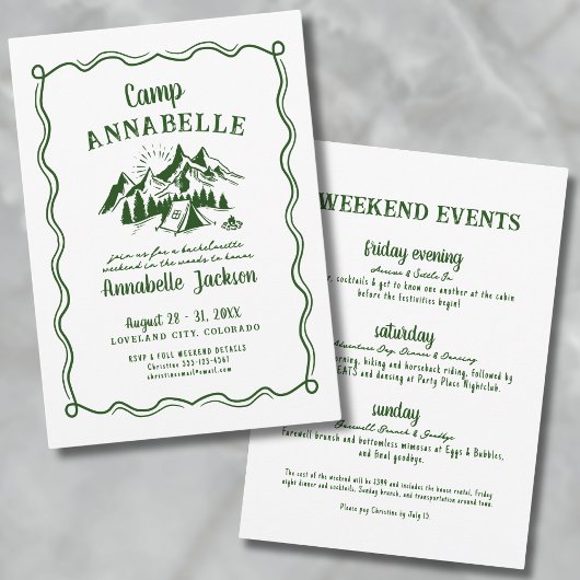 Kamp Bachelorette Party Meisjes Weekend Kaart