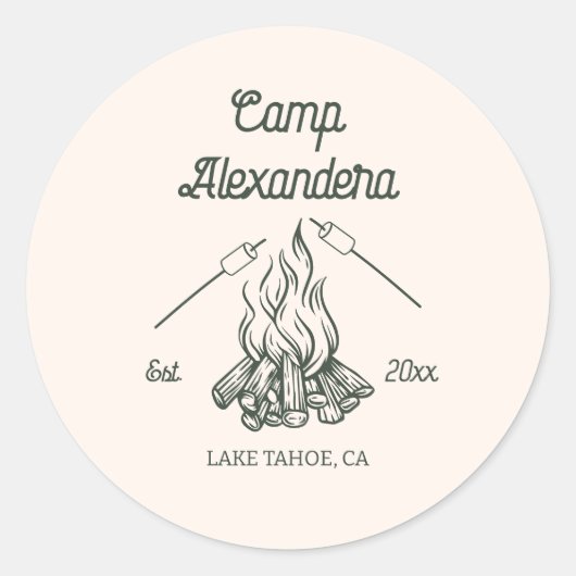 Kamp Bachelorette Ronde Sticker (Voorkant)