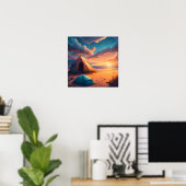 Kamp bij Sunrise Poster (Thuiskantoor)